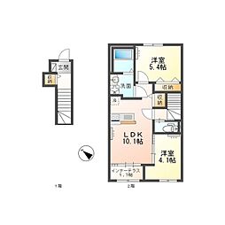 サンクレールつくば 2LDKの間取図画像