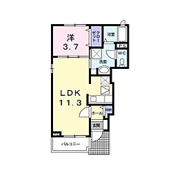 ヴィラ・フリューゲル 1LDKの間取図画像