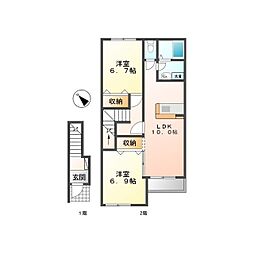 ボンヌール 2LDKの間取図画像