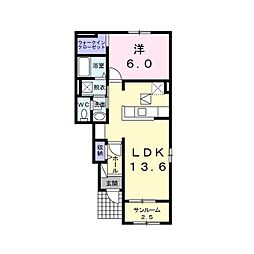 グレイスハナ1 1LDKの間取図画像