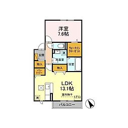 フェニーチェB 1LDKの間取図画像