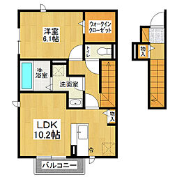 JR常磐線 荒川沖駅 徒歩25分の賃貸アパート 2階1LDKの間取り