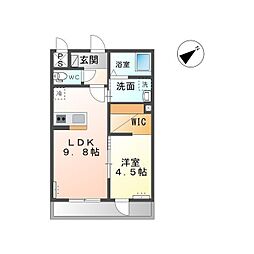 仮）土浦市乙戸南新築アパート 2階1LDKの間取り