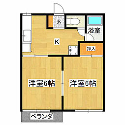 オットテラッセ 2階2DKの間取り