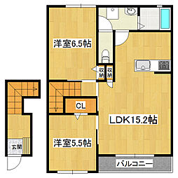 コモドヴィータWEST 2LDKの間取図画像
