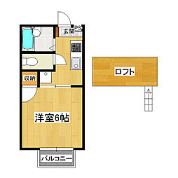 シャトルシティー3 1Kの間取図画像