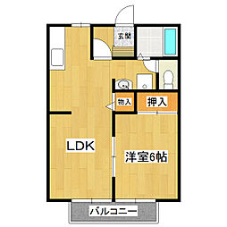 グリーンウッドA 1LDKの間取図画像