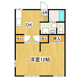 クローバーハウスB 1DKの間取図画像