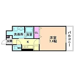 ウェルフォート鶴見 1Kの間取図画像