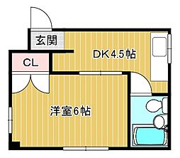クリーンハイツ 1Kの間取図画像