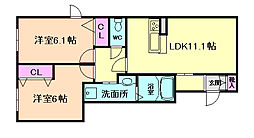 シャーメゾン春日出北 2LDKの間取図画像