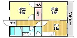 フェイジュアK 2DKの間取図画像