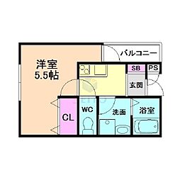 Regalo野里3番館 1Kの間取図画像