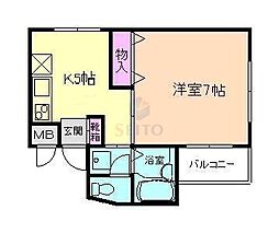 マンション萬6 1Kの間取図画像