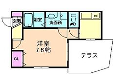 モダンクラウドレジデンス阪大前 1Kの間取図画像