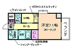 阪急宝塚本線 池田駅 徒歩1分の賃貸マンション 7階1Kの間取り