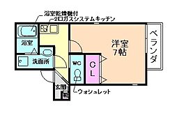 モダンクラウドレジデンス阪大前 1Kの間取図画像
