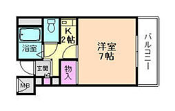 東邦ハイツ 1Kの間取図画像