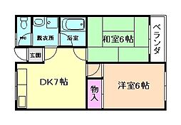 パールハイツ 2DKの間取図画像
