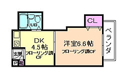 プラム小野原 1Kの間取図画像