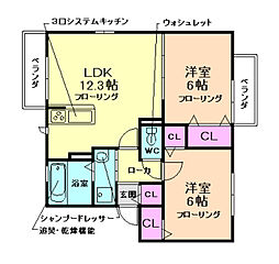 サンパークフジ 2LDKの間取図画像