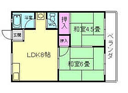 平和マンション 2LDKの間取図画像