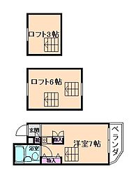 六甲石橋プラザ ワンルームの間取図画像