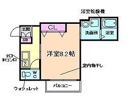 ヘーベルメゾン井口堂 1Kの間取図画像