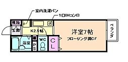 キューブコートフジミ 1Kの間取図画像