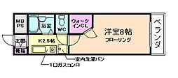 メゾン・サギタリュウス2 1Kの間取図画像