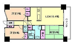 アリスト豊中清風荘 3LDKの間取図画像