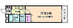 箕面喜晃ビル 1Kの間取図画像