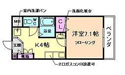 コートイズミ 1Kの間取図画像