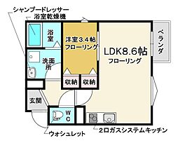 La-Crea池田リーフィア 1LDKの間取図画像