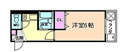 クレストウッド 1Kの間取図画像