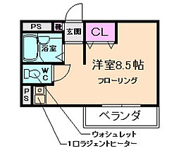 ザ・サードプレース ワンルームの間取図画像