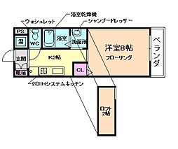 Seldom蛍池 1Kの間取図画像