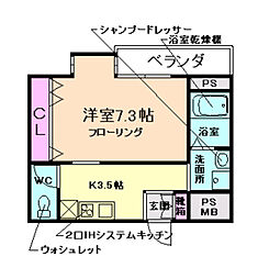 ロイヤルクィーンズパーク箕面 1Kの間取図画像