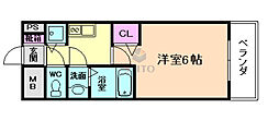 ララプレイスザ大阪リヴァージュ 1Kの間取図画像