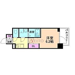 エスリードレジデンス大阪グランノース1 1Kの間取図画像