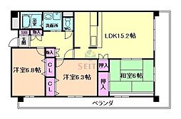 淀川ハイライフマンション 3LDKの間取図画像