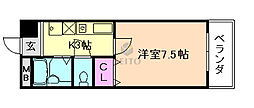 フレアーコート北野 1Kの間取図画像