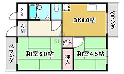 若松マンション 2DKの間取図画像