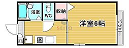 ソレーユ豊中 1Kの間取図画像