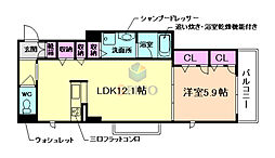 ルグランブルー 1LDKの間取図画像