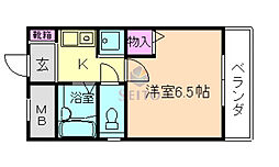プレール河原 1Kの間取図画像