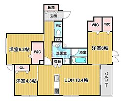 豊中市岡上の町1丁目マンション 3LDKの間取図画像