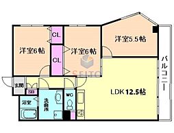 メゾンN緑丘A棟 3LDKの間取図画像