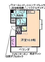 シャインビュー豊中 ワンルームの間取図画像