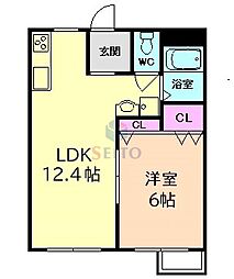 アサヒマンション 1LDKの間取図画像